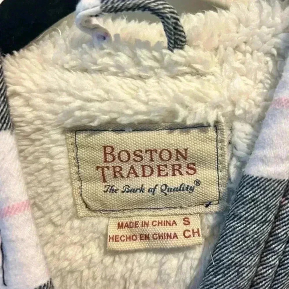 💗🖤”Boston Traders” Flannel Fleece Lined Hooded Shacket Pink/Black/White Sz S🖤 - Picture 4 of 16
